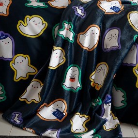 Czarny koc z motywem Halloween z mikropluszu 130x170 cm Halloween Ghosts – Catherine Lansfield