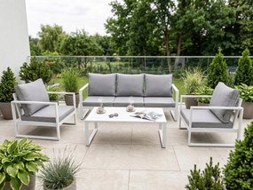 Zestaw mebli ogrodowych biały tarasowy 4 el. aluminiowych sofa, kanapa stół