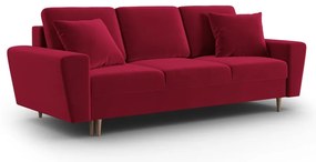 Czerwona aksamitna rozkładana/ze schowkiem sofa 235 cm Kyoto – Cosmopolitan Design