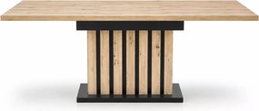 Rozkładany stół prostokątny Altus 160 (210) x 90 – wykonany z płyty laminowanej w kolorze dąb artisan / czarny