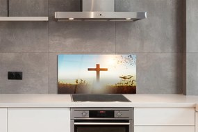 Szklany Panel Krzyż na Polu w Słońcu