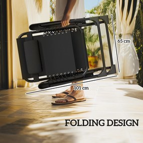 Outsunny Zestaw leżaków ogrodowych 3-częściowy z poduszkami i stolikiem 2 leżaki, leżak zewnętrzny 90x56x110 cm czarny