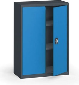 Szafa metalowa, 1150 x 800 x 400 mm, 2 półki, grafitowy/niebieska