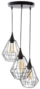 Lampa sufitowa, metalowa, LOFT, designerska, 3 sztuki w komplecie