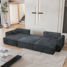 Masseno Narożnik FENTO z funkcją spania i pojemnikiem na pościel Narozniki U, Rozkładana sofa - Szary, TILIA 85