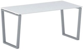 Biurko PRIMO IMPRESS, 160x80 cm, szaro-srebrna podstawa, biały