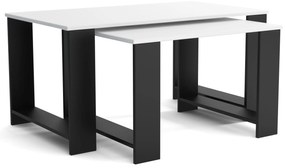 Stoliki kawowe ZESTAW STOLIKÓW 90+65cm MORI Czarny/Biały