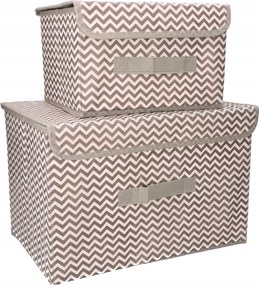 Organizery tekstylne Zygzak 38x25x23cm + 26x20x16cm komplet 2szt + pokrywki