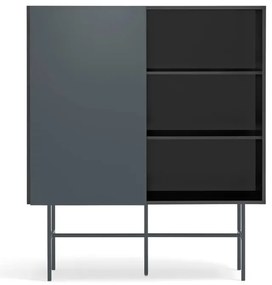 Czarno-antracytowa wysoka komoda z drzwiami przesuwnymi 120x140 cm Nube – Teulat