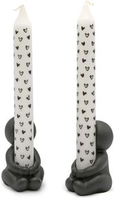 Zestaw 2 kamionkowych świeczników IDEAS 4 SEASONS, czarny