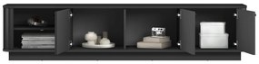 Szafka RTV Vesper 3D 187 cm na cokole - czarny / czarne uchwyty