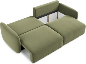 Zielona aksamitna rozkładana/ze schowkiem sofa 238 cm Kalena – Makamii