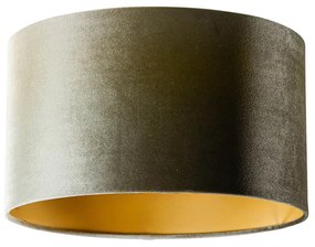 Abajur de Veludo Verde com Interior Dourado 35/35/20