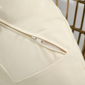 Outsunny Krzesło wiklinowe z efektem rattanu, miękkie poduszki siedziskowe, rama aluminiowa, khaki+beige, 105 x 97 x 150 cm