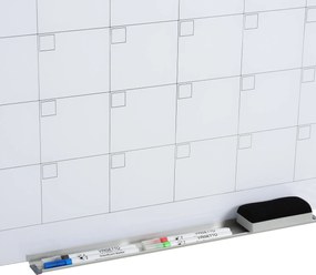 Vinsetto Tablica kalendarzowa ze szklanym klipsem i uchwytem na marker z gumką Biała 90x60 cm | Aosom PL