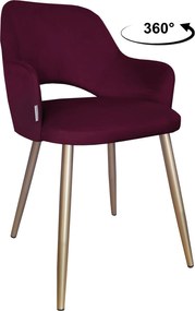 Krzesło Milano tkanina Welur noga metalowa : Kolor nogi - Złota stożek, Kolor tkaniny - VELVET - MG02, Typ siedziska - Siedzisko obrotowe 360°