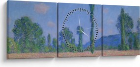 Obraz - Claude Monet, Poppy Field (Giverny), reprodukcje (z zegarem) (90x30 cm)