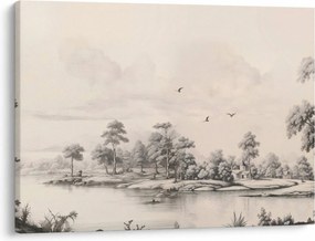 Obraz - Rysunek krajobrazu w stylu vintage (70x50 cm)