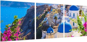 Obraz - Santorini, Grecja (z zegarem) (90x30 cm)