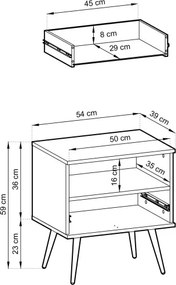 ORIANA Szafka nocna S 54 czarna | nogi złote
