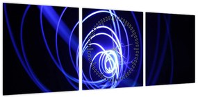 Obraz niebieskich spiral (z zegarem) (90x30 cm)