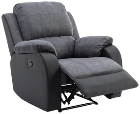 Fotel z funkcją relax z mikrofibry i ekoskóry Kolor szary i czarny BRODY