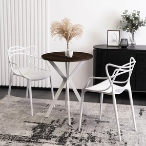 Stół Okrągły LAUREN 60 cm Orzech/Biały Loft Nowoczesny