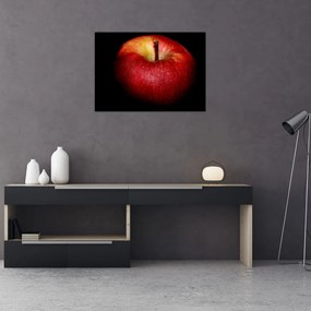 Obraz na szkle jabłka na czarnym tle (70x50 cm)