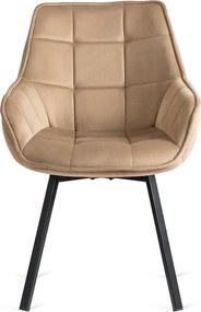 Krzesło Tapicerowane Obrotowe do Salonu LUNA Beżowe Welurowe Nowoczesne Loft