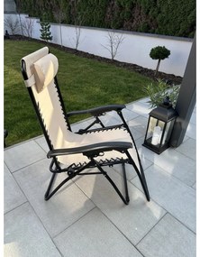 Plażowy fotel ogrodowy z podnóżkiem Regina, beżowy