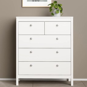 Funkcjonalna komoda pokojowa z szufladami Madrid 3+2 biały mat