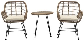Autronic Zestaw ogrodowy 1+2, metal, polirattan,naturalny, AZ-F1208 NAT