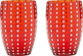Zafferano Perle Red Glass – szkło kolorowe dmuchane ustami, 32 cl, ręcznie robione – zestaw 2 kieliszków do wody lub koktajli