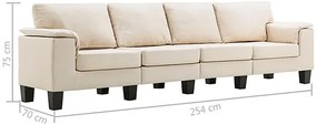 4-osobowa sofa kremowa z podłokietnikami - Ekilore 4Q