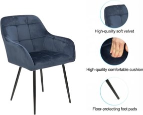 Szare krzesło jadalniane LOREN VELVET z czarnymi nogami