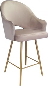Hoker Velvet krzesło barowe tkanina Welur podstawa metalowa : Kolor nogi - Złota stożek, Kolor tkaniny - VELVET - MG55, Typ siedziska - Siedzisko stałe