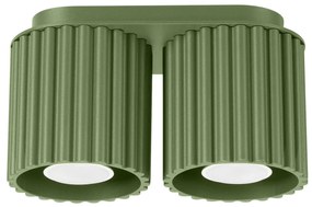Plafon dwupunktowy AURA 2 zielony oliwkowy GU10 ryflowany SOLLUX  LIGHTING