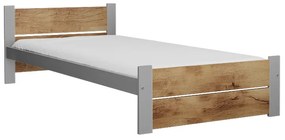 Łóżko IKAROS DOUBLE 90 x 200 cm, dąb artisan/szary Stelaż: Ze stelażem listwowym rolowanym elastycznym, Materac: Bez materaca
