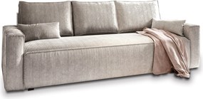 Masseno Sofa MENI z funkcją spania i pojemnikiem na pościel, Rozkładana sofa - Kremowy, POSO 100