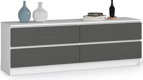 Komoda nowoczesna z gładkim biały frontem + grafit M3-R71