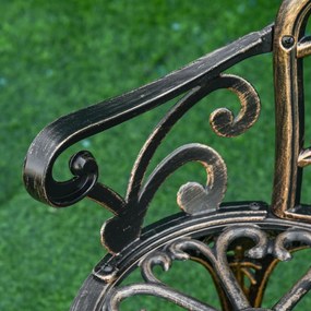 Outsunny Ławka ogrodowa 2-osobowa z metalu, ławka w stylu retro z motywem kwiatowym 100 x 54 x 78 cm, brązowa | Aosom PL