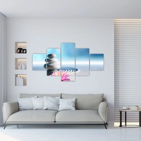 Obraz piasku, lilii i kamieni spa (125x70 cm)