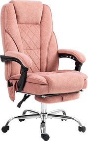 Vinsetto Ergonomiczne Krzesło Biurowe z Masażem, z Podnóżkiem, Obrotowe, na Kółkach, Różowe