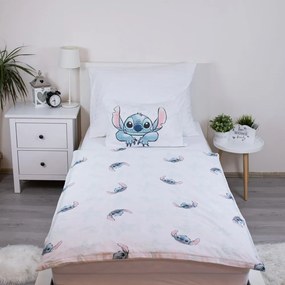 Biała bawełniana pościel dziecięca do łóżeczka 100x135 cm Lilo and Stitch "White Star" – Jerry Fabrics