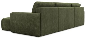 Zielony narożnik rozkładany z tkaniny szenilowej ze schowkiem (w kształcie litery U) Lilo – Makamii