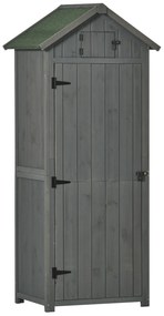 Outsunny Szafka Ogrodowa 77cm z Półkami z Drewna Szary+Zielony | Aosom PL