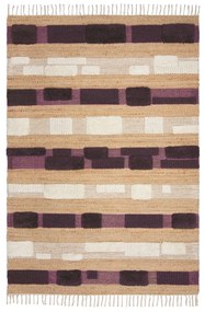 Fioletowo-naturalny dywan z mieszanki juty tkany ręcznie 120x170 cm Medina Blocks – Flair Rugs