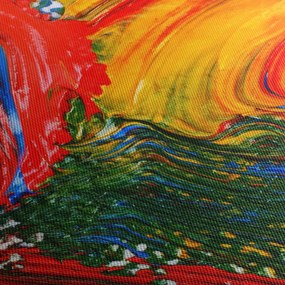Obraz - Niebieska abstrakcja za pomocą pędzla (z zegarem) (90x30 cm)