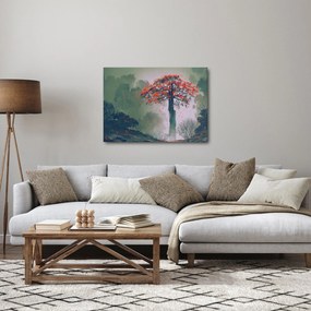 Obraz samotnego czerwonego drzewa (70x50 cm)