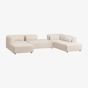 Fogler 4-częściowa Lewa Modułowa Sofa Z Szezlongiem I Podwójnym Szezlongiem Chenille Kremowy Beż - Sklum